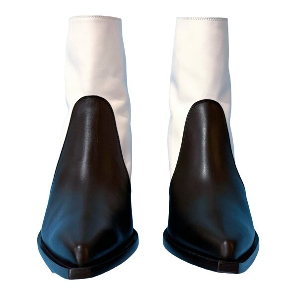 Brand New Givenchy Color Block Black and White Leather Cowboy Boots - Picture 10 of 14